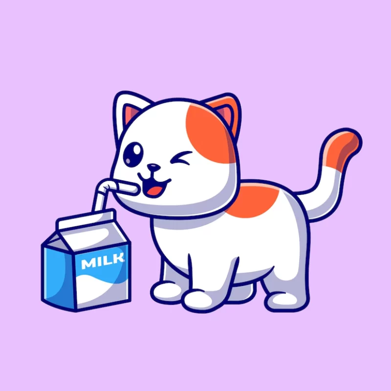 Cute cat drink milk cartoon vector icon illustration. animal drink icon ...