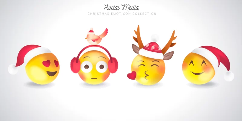 Cute christmas emoticon collection Free Vector