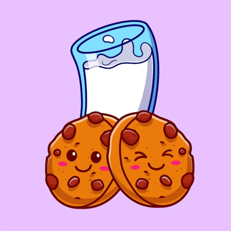 Cute cookies with milk cartoon vector icon illustration food and drink icon concept isolated Free Ve