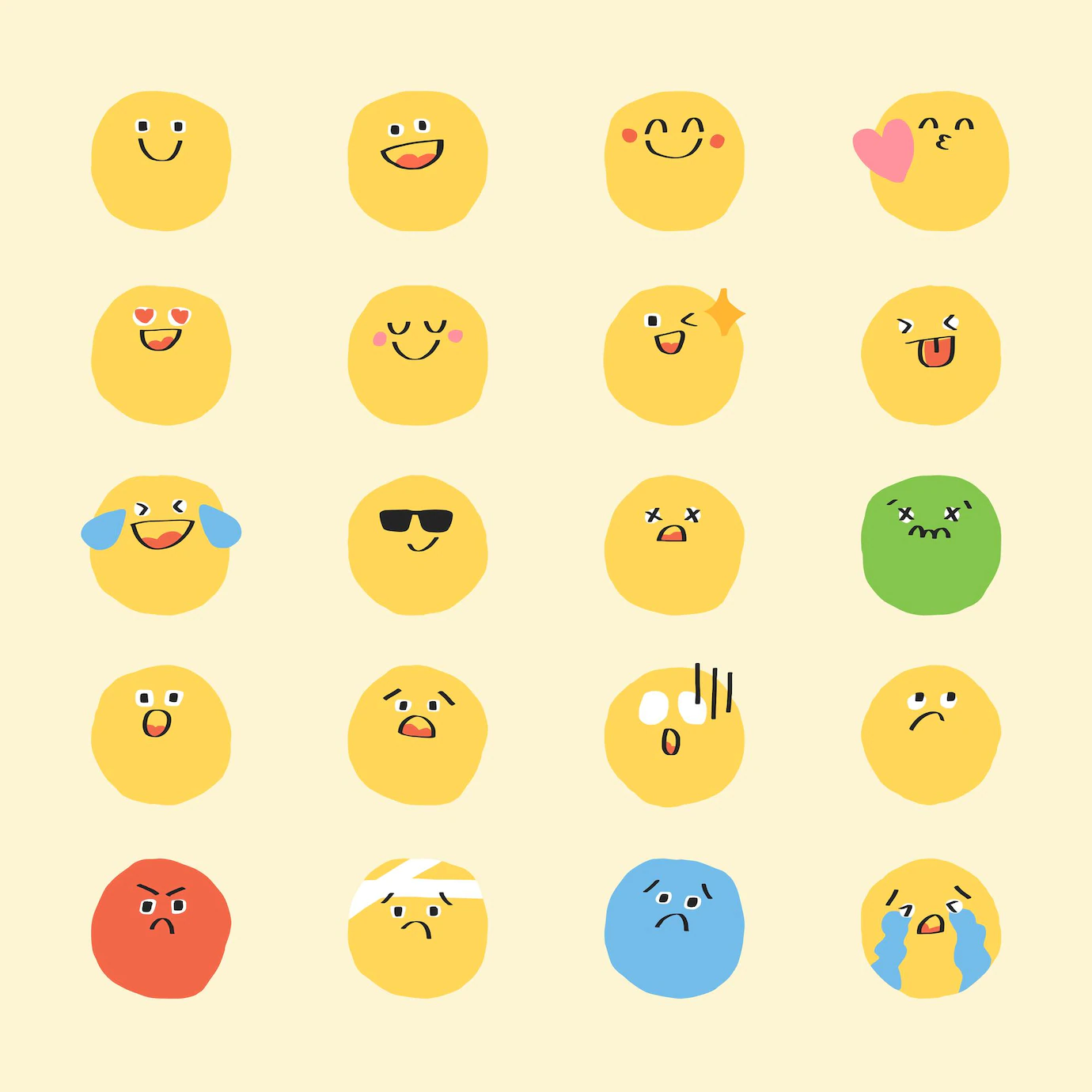 Cute Doodle Emoticon Vector Set Digital Sticker 53876 116844