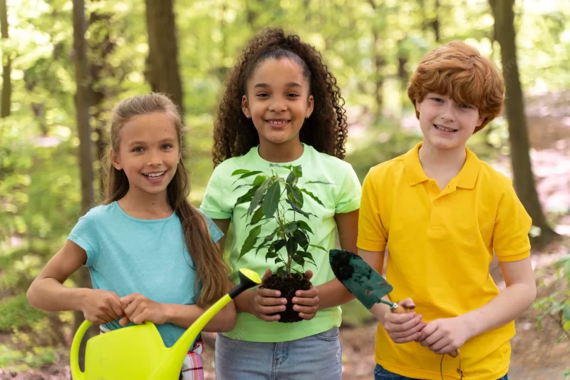 Cute kids exploring nature Free Photo