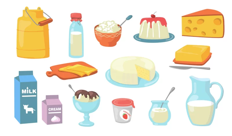 Dairy products set Free Vector