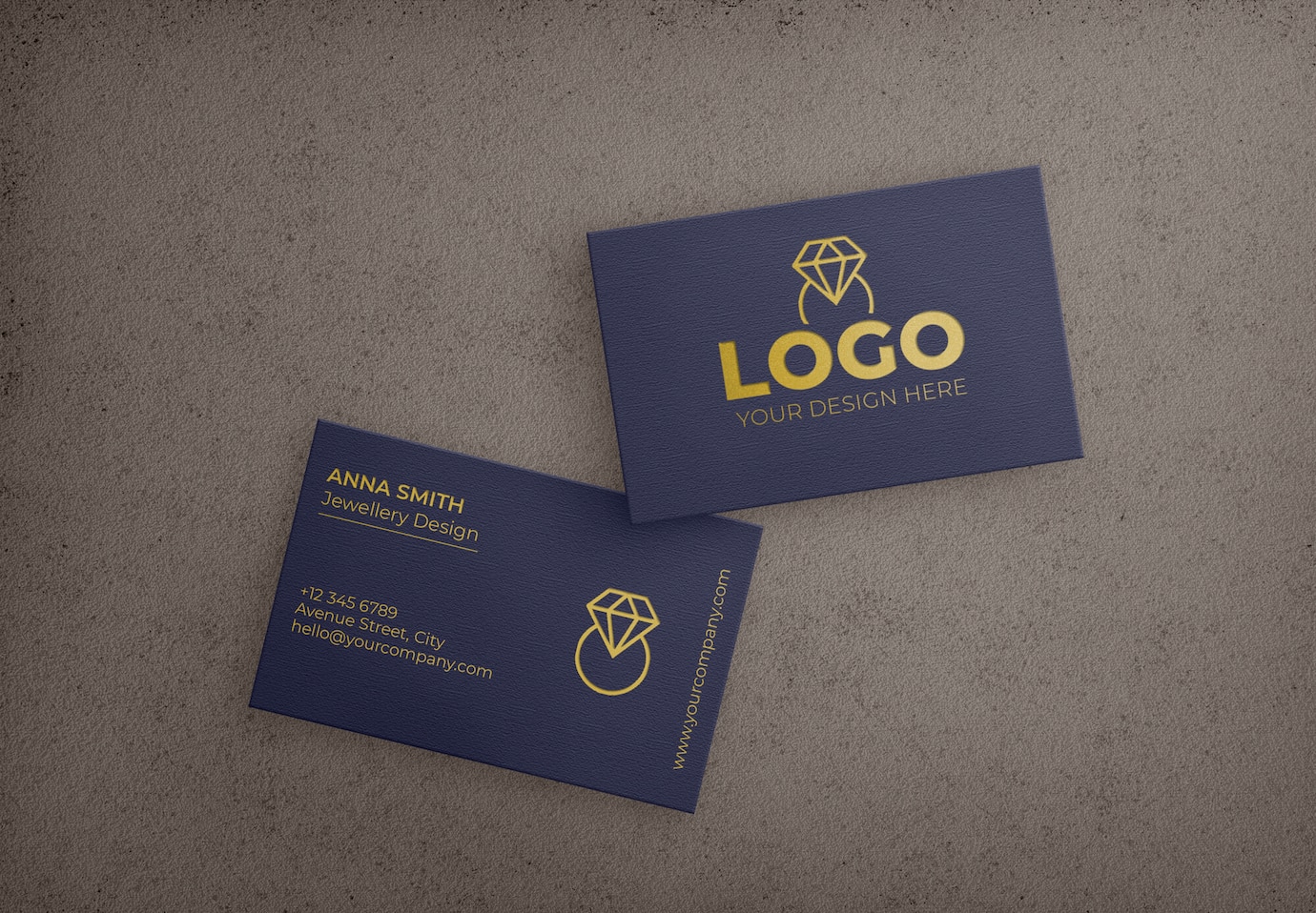 Dark Blue Bussiness Card With Golden Design 125540 221