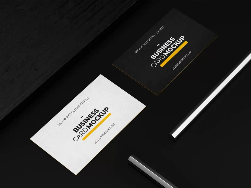 Dark business card mockup tempalte Free Psd