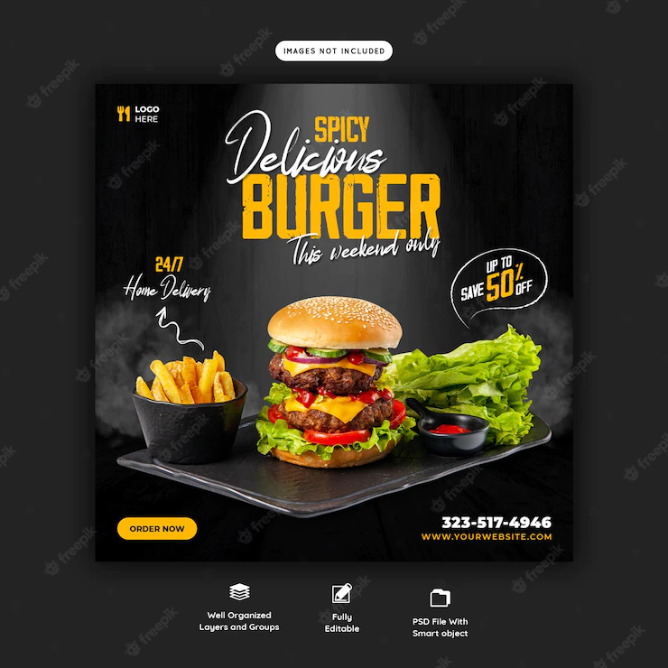 Delicious Burger Food Menu Social Media Banner Template 120329 1750