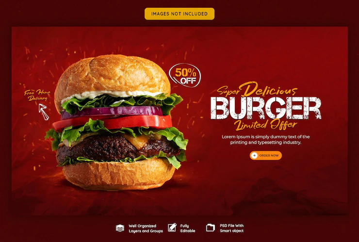 Delicious Burger Food Menu Web Banner Template 106176 411