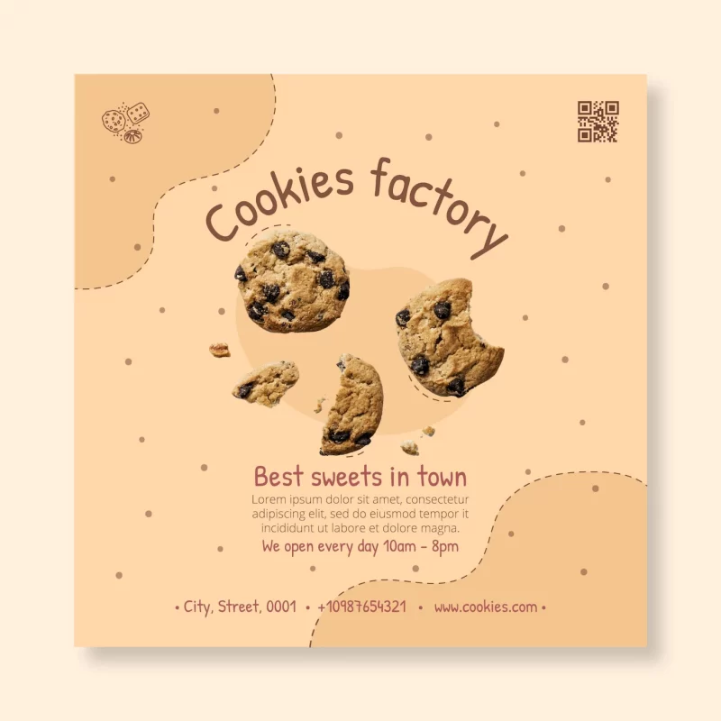Delicious cookies squared flyer template Free Vector Delicious cookies squared flyer template Free Vector