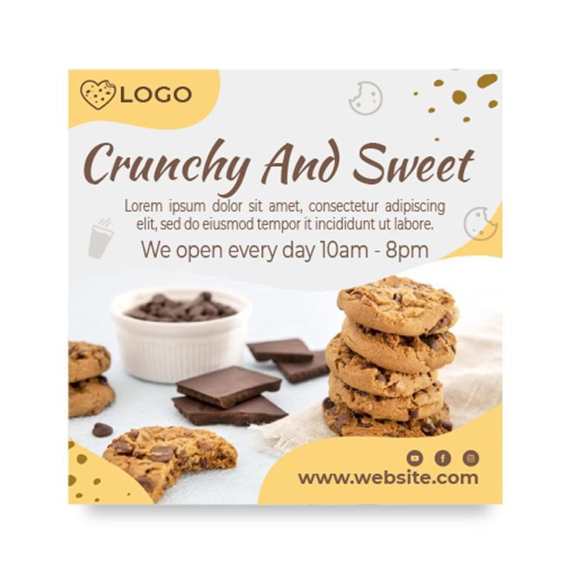Delicious cookies squared flyer template Free Vector Delicious cookies squared flyer template Free Vector