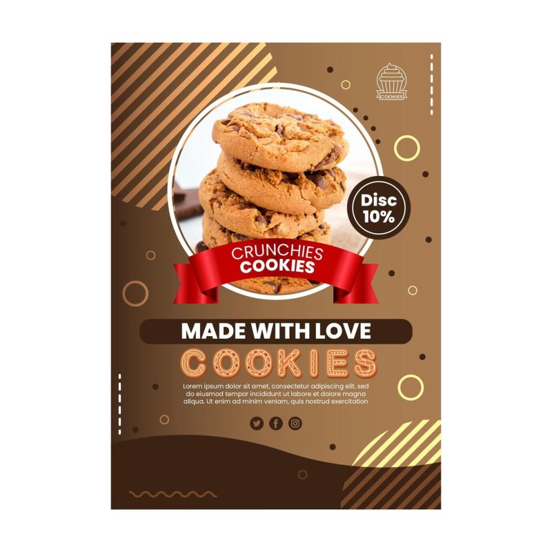 Delicious cookies vertical flyer template Free Vector Delicious cookies vertical flyer template Free Vector