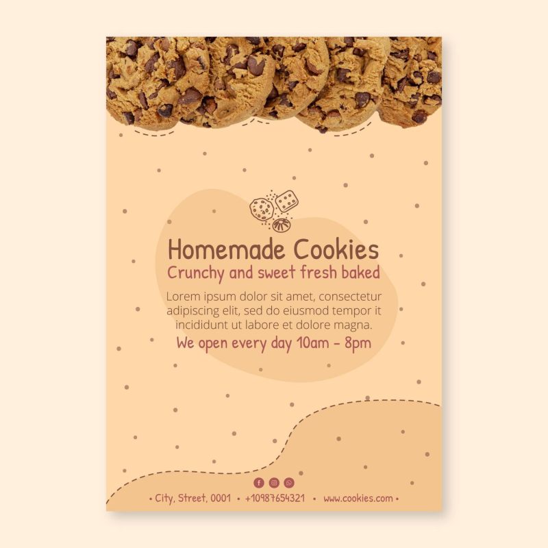 Delicious cookies vertical flyer template Free Vector Delicious cookies vertical flyer template Free Vector