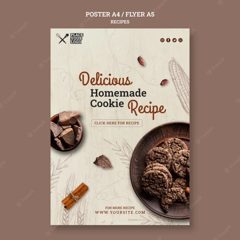 Delicious homemade cookie recipe flyer template Free Psd Delicious homemade cookie recipe flyer template Free Psd