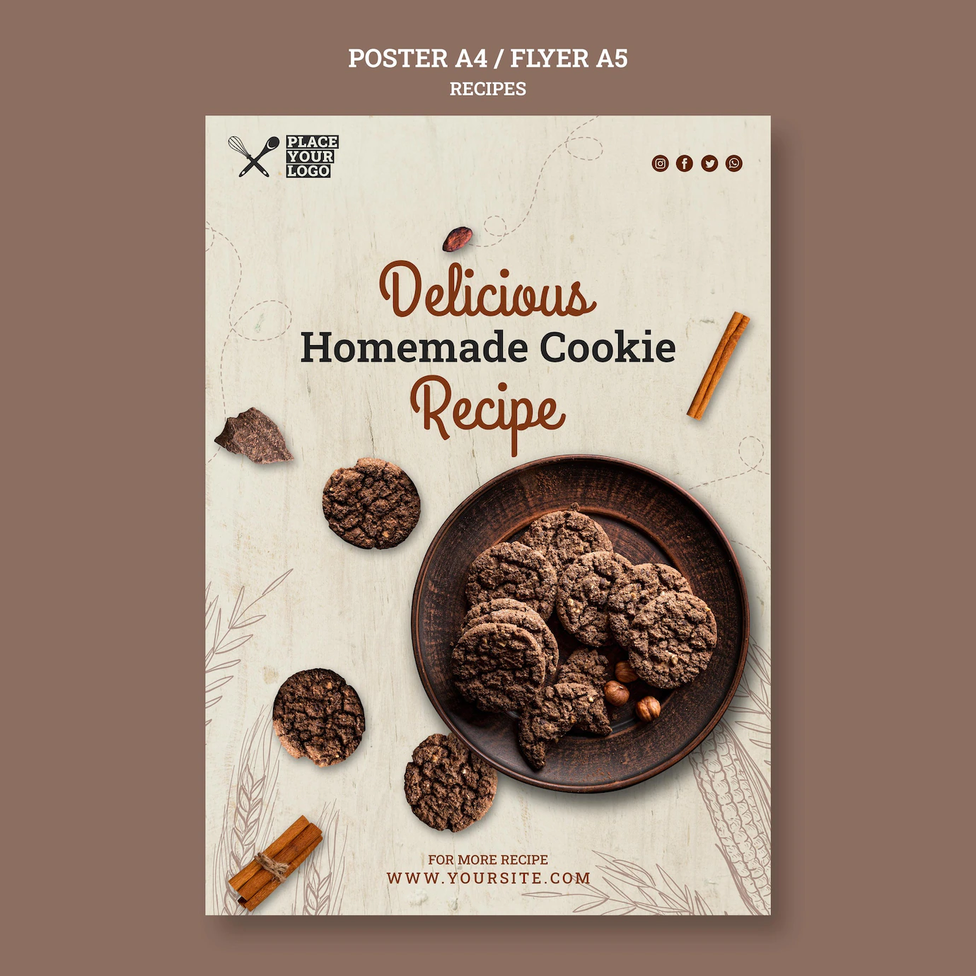 Delicious Homemade Cookie Recipe Flyer Template 23 2148664223