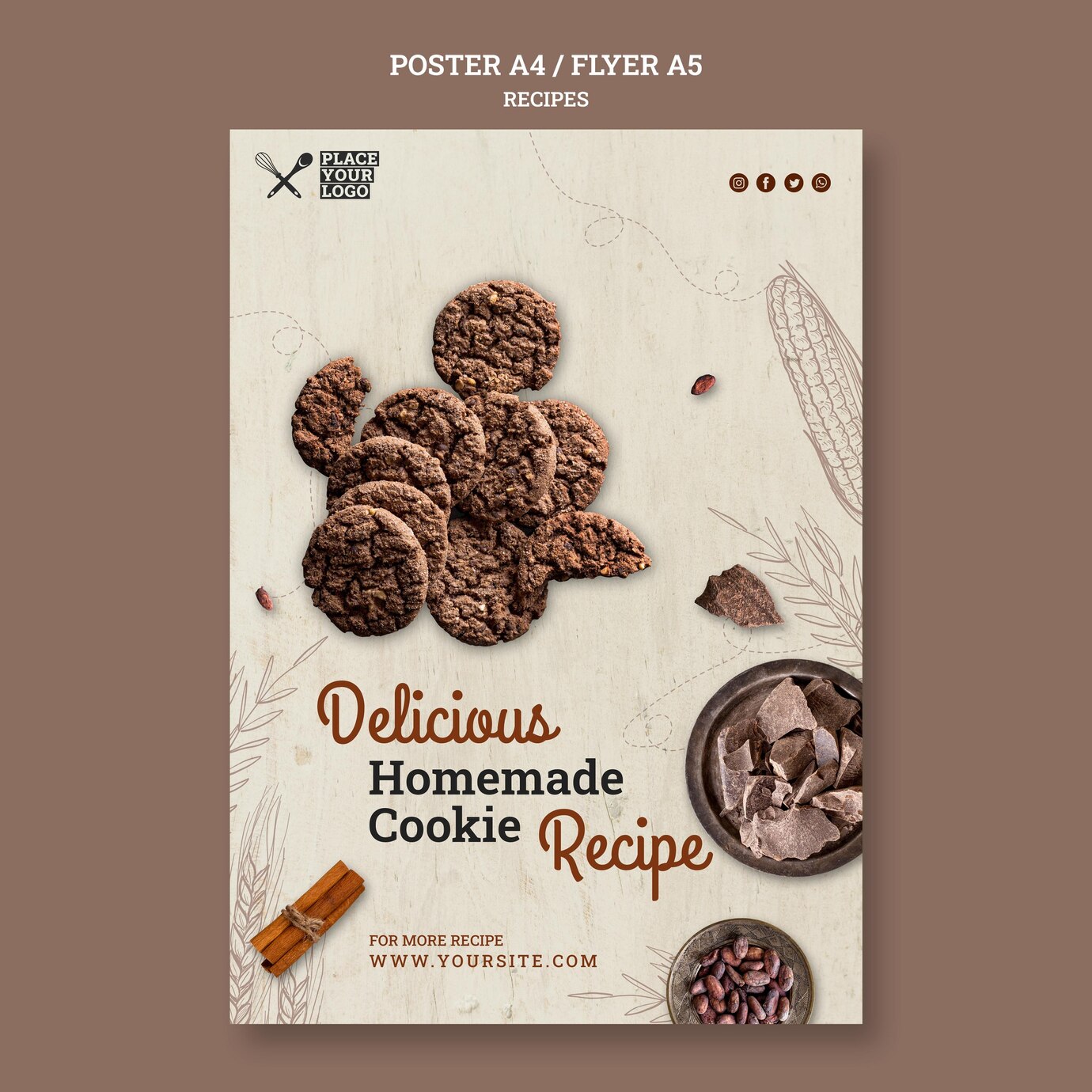 Delicious Homemade Cookie Recipe Poster Template 23 2148664222
