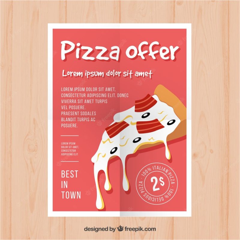 Delicious pizza and cheese offer brochure Free Vector