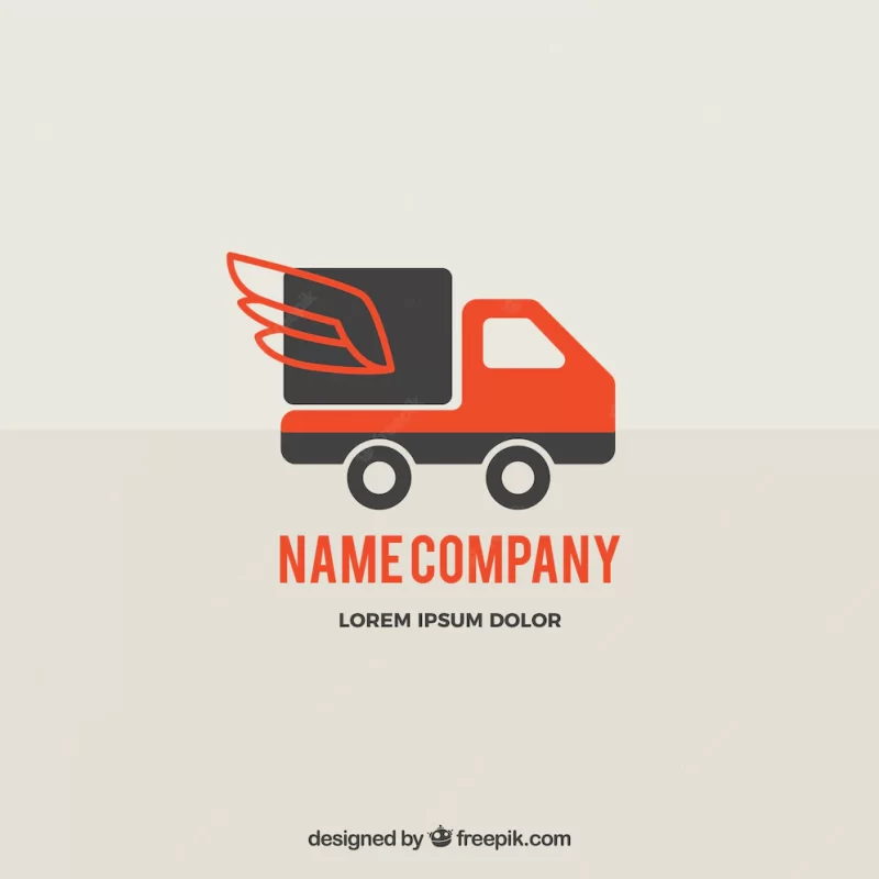 Delivery logo template with truck Free Vector