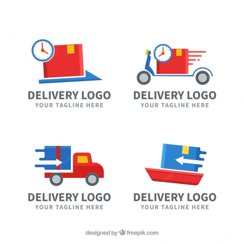 Delivery logos collection for companies Free Vector