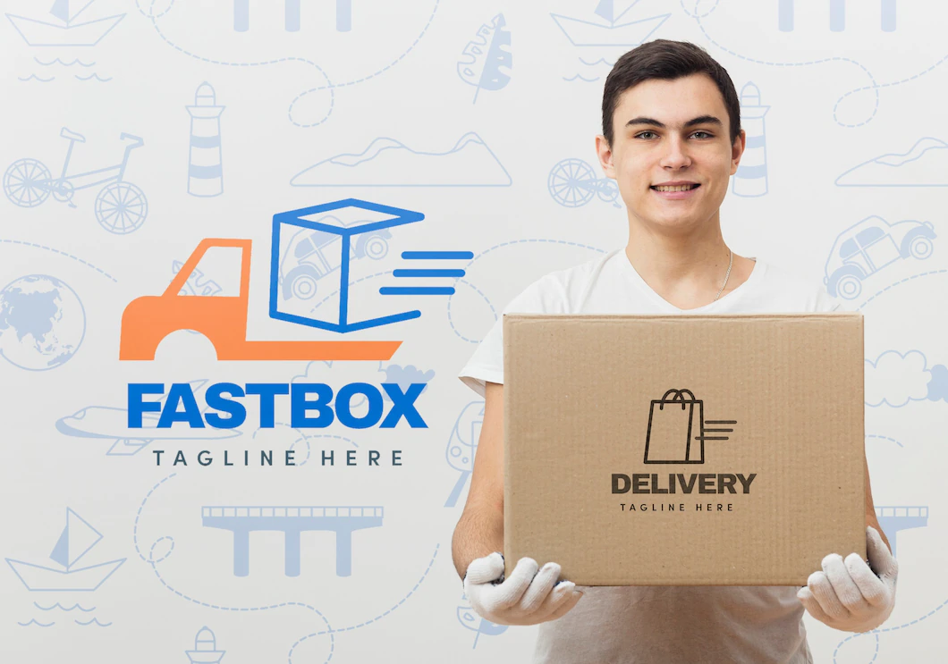 Delivery Man Holding Box Mock Up 23 2148459984