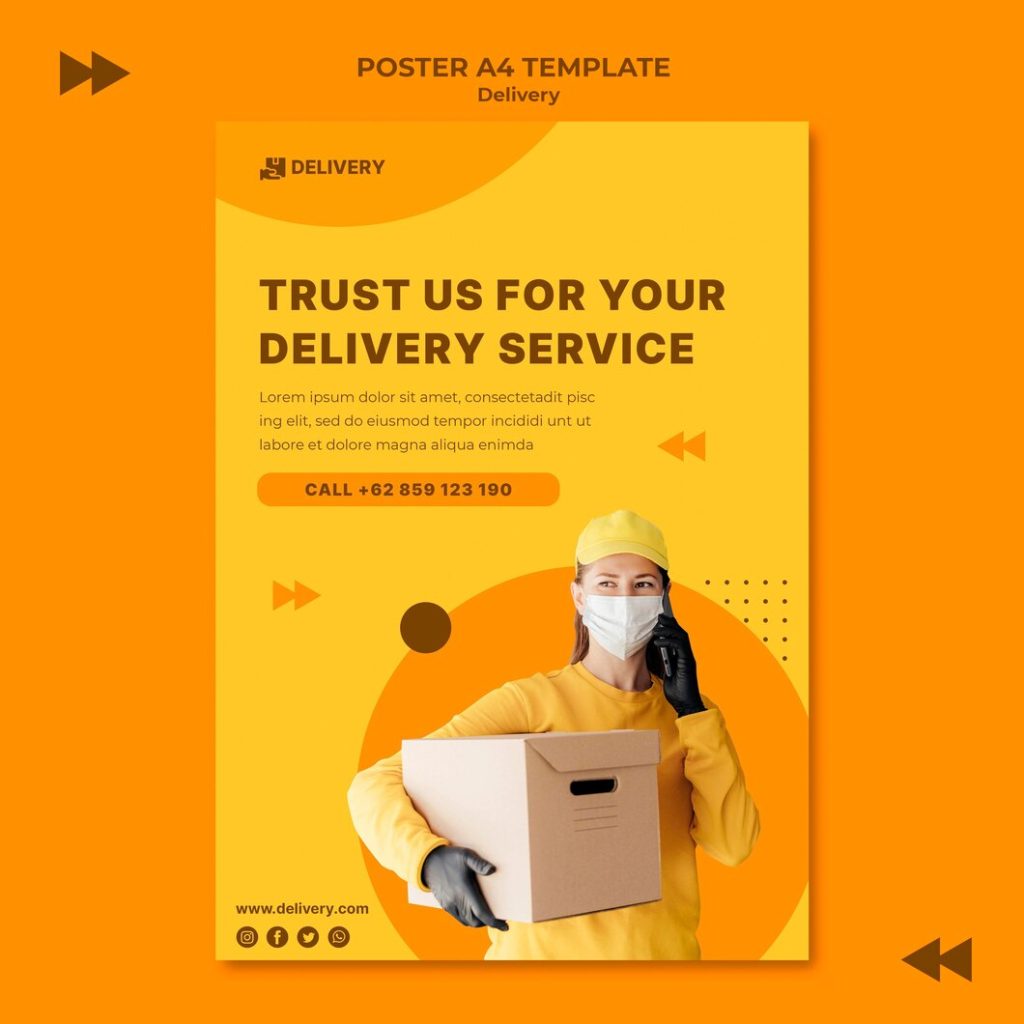 Delivery poster template with photo Free Psd - Cariblens