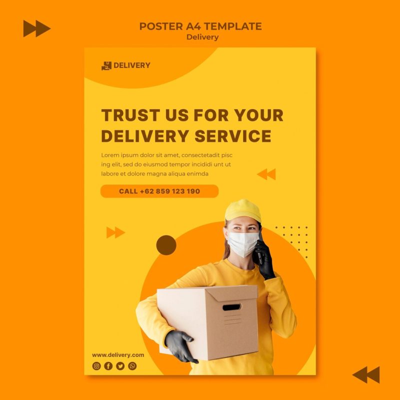 Delivery poster template with photo Free Psd