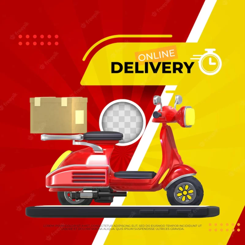 Delivery service banner. 3d illustration Free Psd