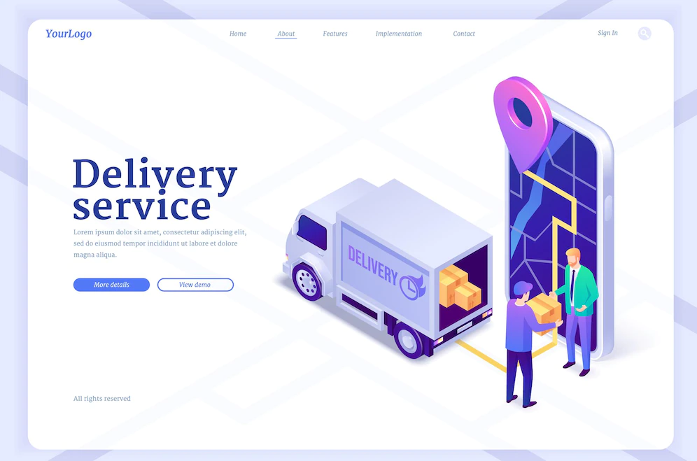 Delivery Service Isometric Landing Page Shipping 107791 7109