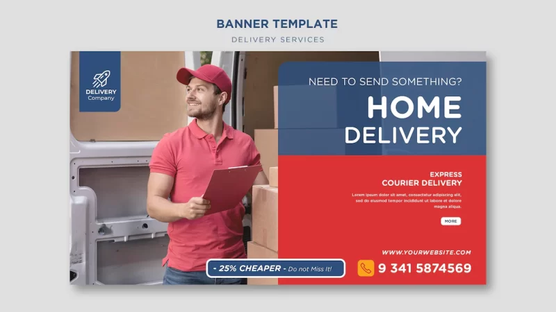 Delivery services banner template Free Psd