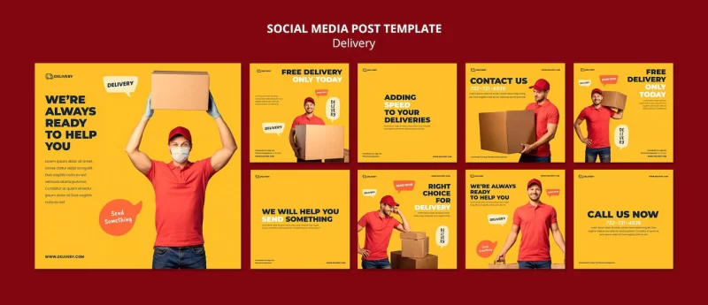 Delivery soical media post Free Psd