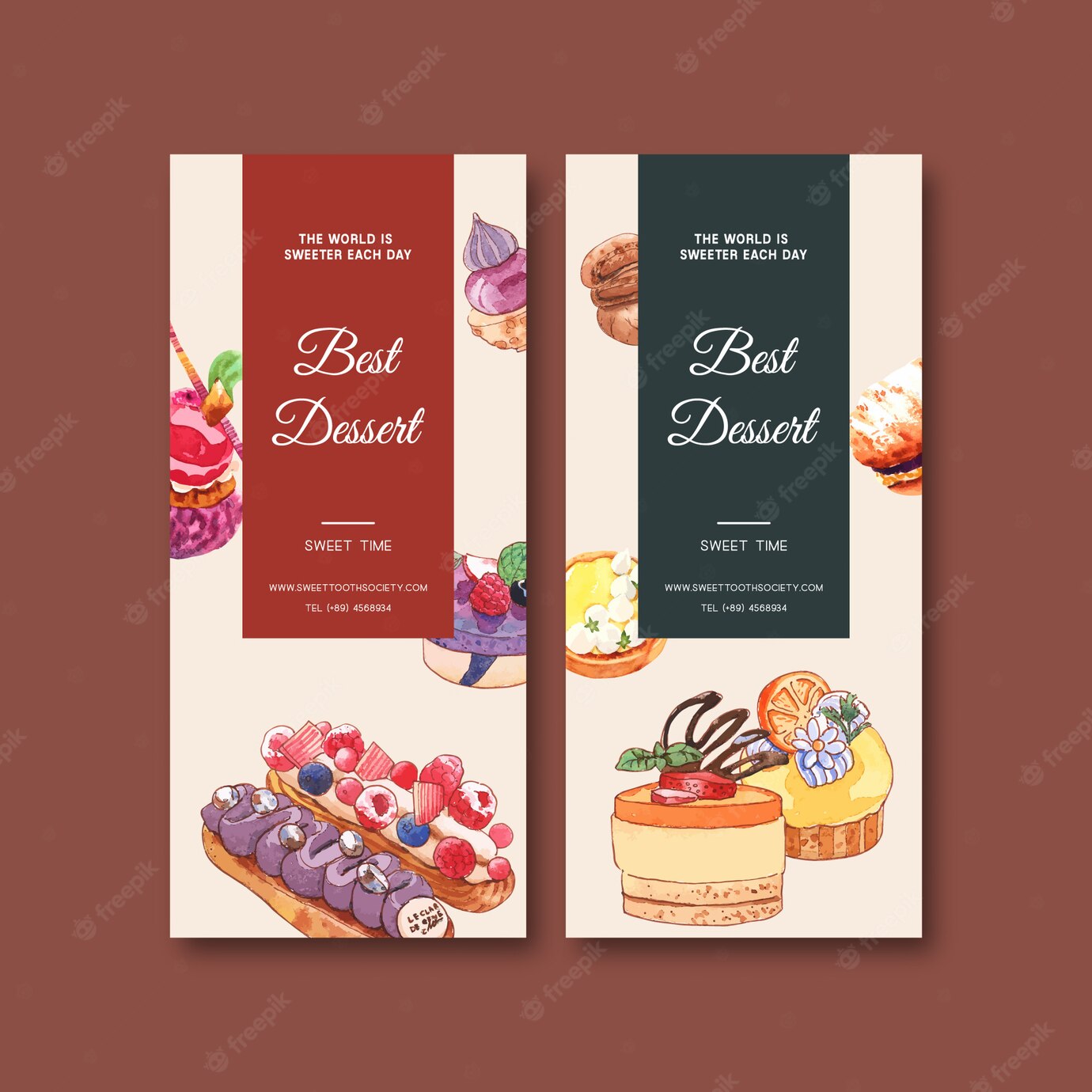 Dessert Flyer Design With Cupcake Cookie Tart Cake Watercolor Isolated Illustration 83728 1292