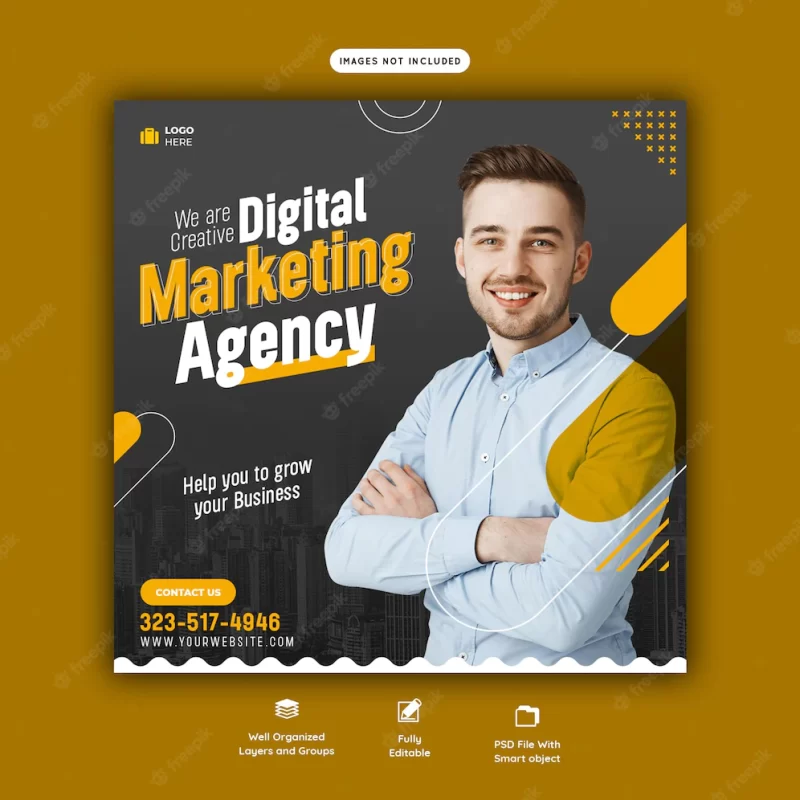 Digital marketing agency and corporate social media post template Free Psd