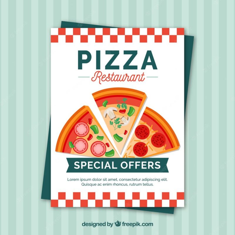 Discount pizzeria brochure Free Vector