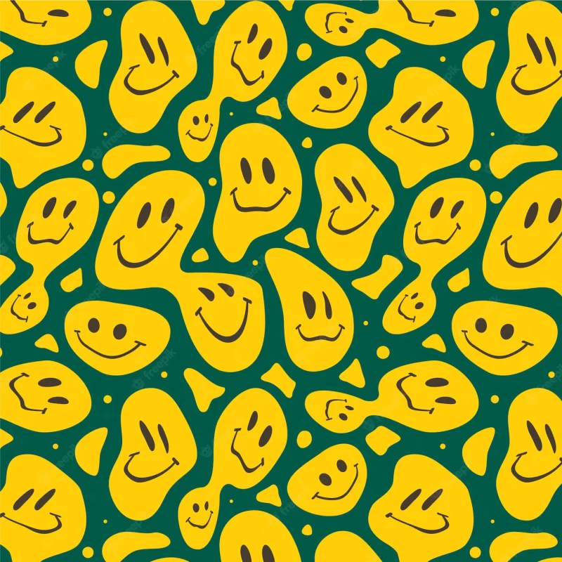 Distorted creepy smiles pattern Free Vector