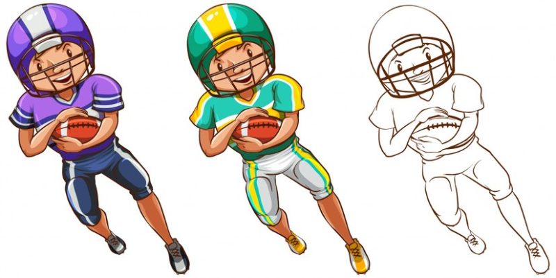 Doodle character for american football player illustration Free Vector