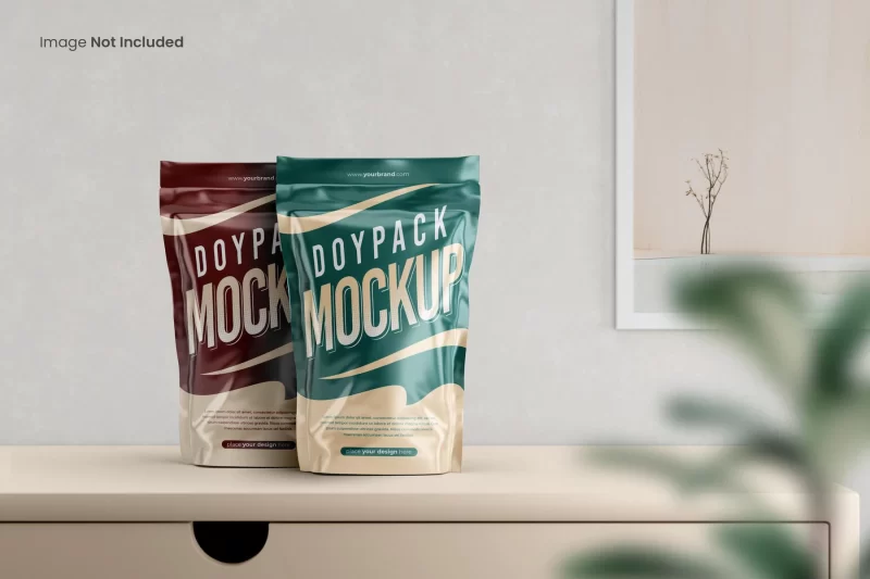 Doypack pouch food packaging mockup Free PSD template