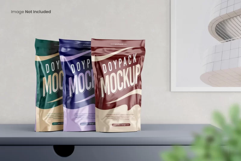 Doypack pouch food packaging mockup Free PSD template