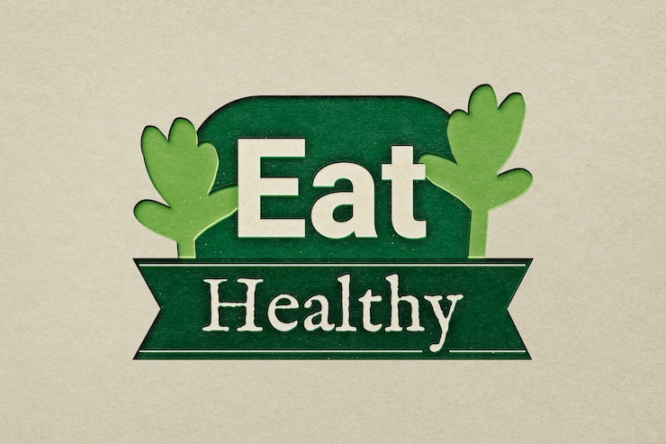 Eat Healthy Restaurant Logo Papercraft Cut Out Style 53876 126879