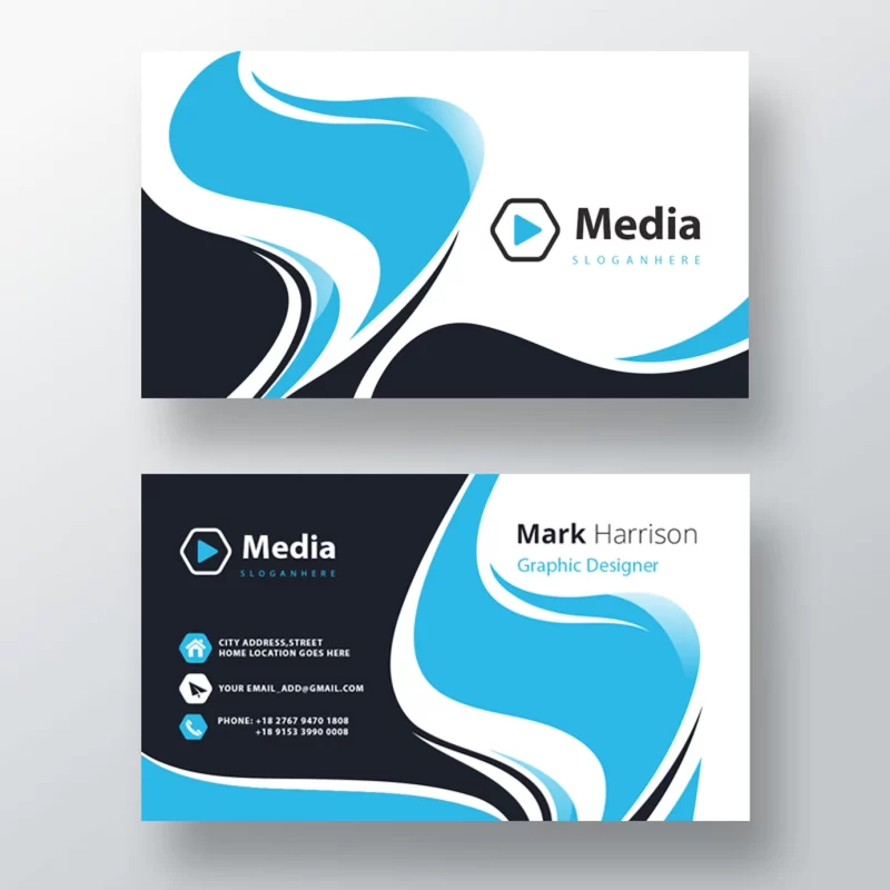 Elegant blue psd business card template Free Psd