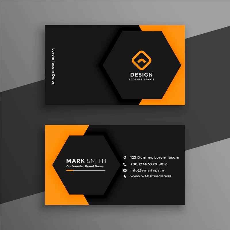 Elegant minimal black and yellow business card template Free Vector