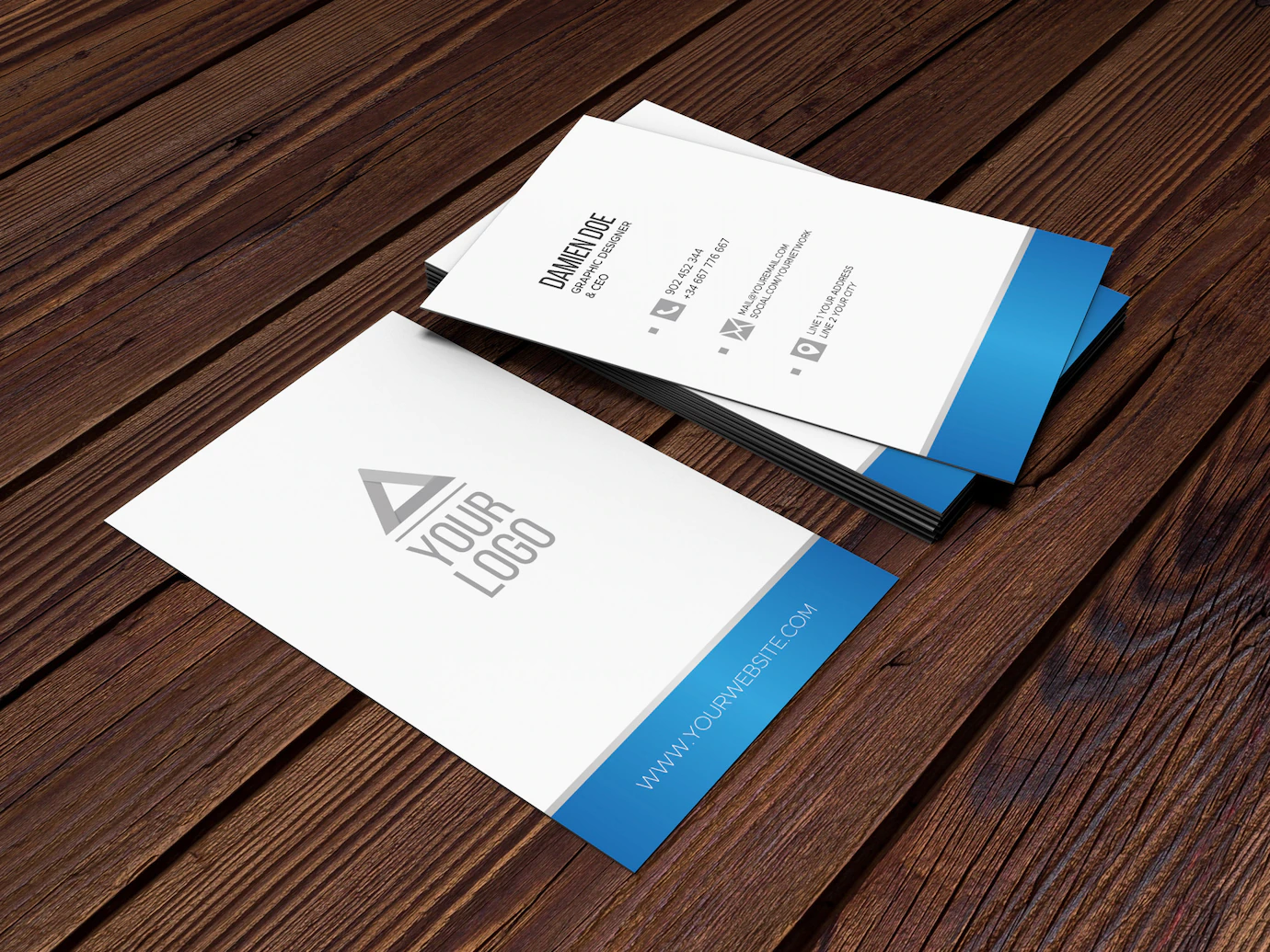 Elegant Realistic Wood Background Business Card Mockup 1094 52