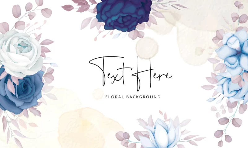 Elegant vintage blue and brown floral background template Free Vector