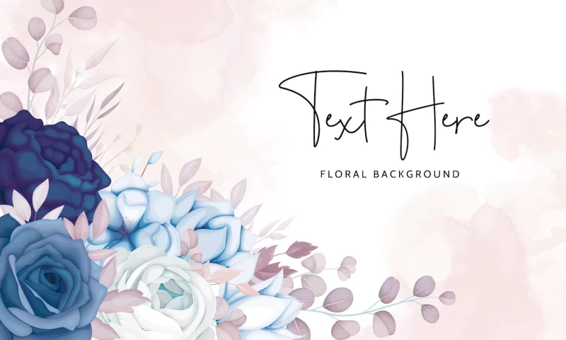 Elegant vintage blue and brown floral background template Free Vector