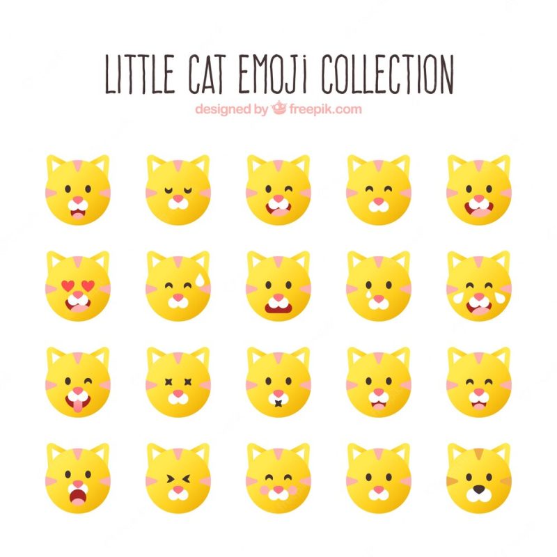 Emoji collection of little cat Free Vector