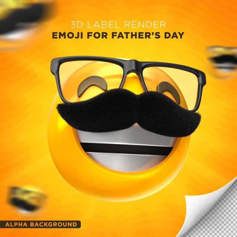 Emoji dad label fathers day 3d render design Free Psd