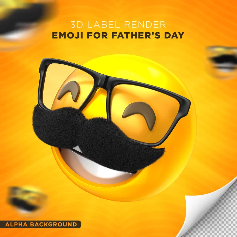 Emoji dad label fathers day 3d render design Free Psd