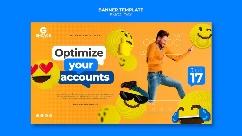 Emoji day banner template Free Psd