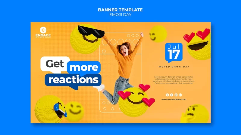 Emoji day banner template Free Psd