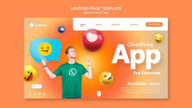 Emoji day landing page template Free Psd