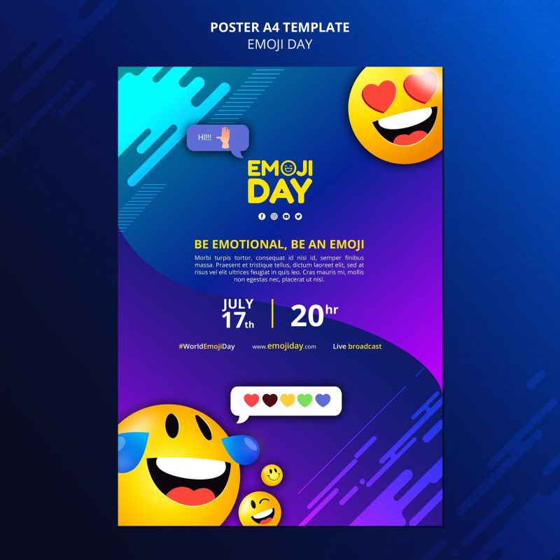 Emoji day print template Free Psd