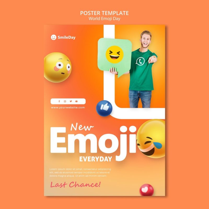 Emoji day print template Free Psd