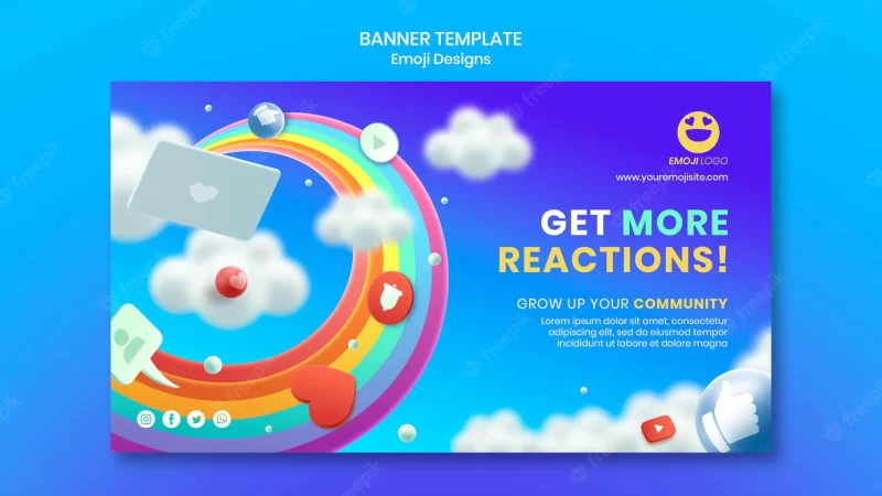 Emoji design banner template Free Psd