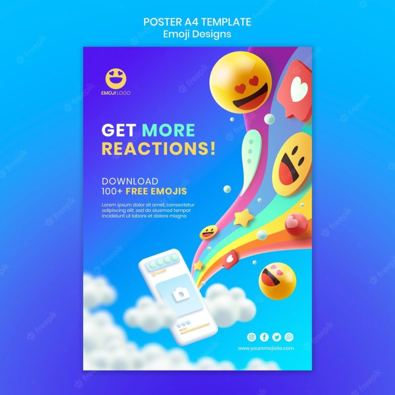 Emoji design poster template Free Psd